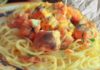 Сёмга в сливочно-чесночном соусе с гарниром из спагетти