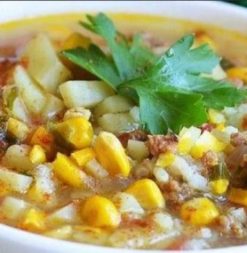 Суп с индейкой и кукурузой